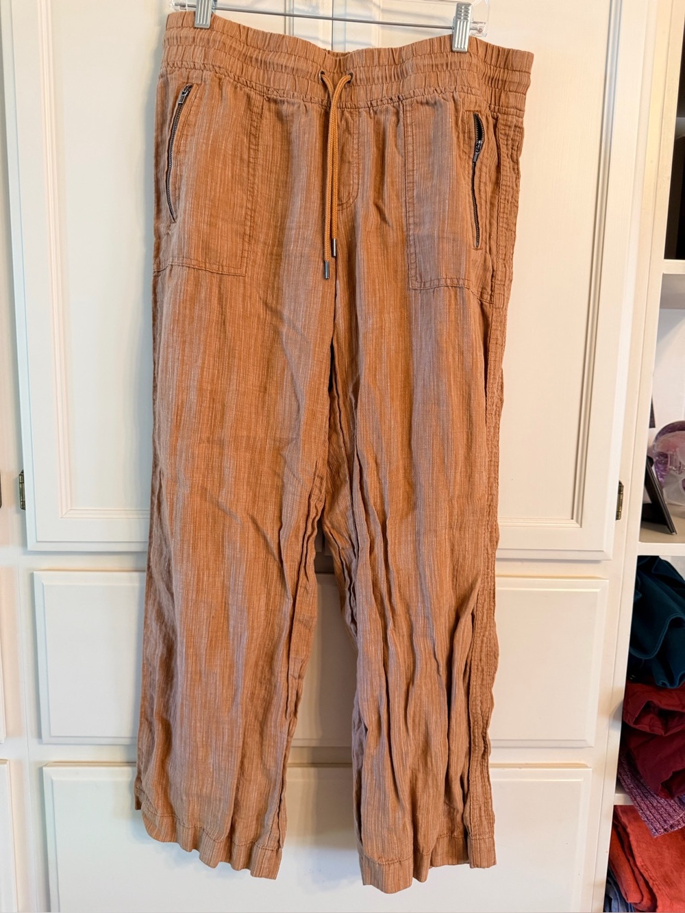 Athleta linen orange size 14 wide leg women’s pants